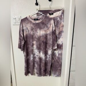 Dressed in LALA Tie-Dye Capris Set - Purple and White